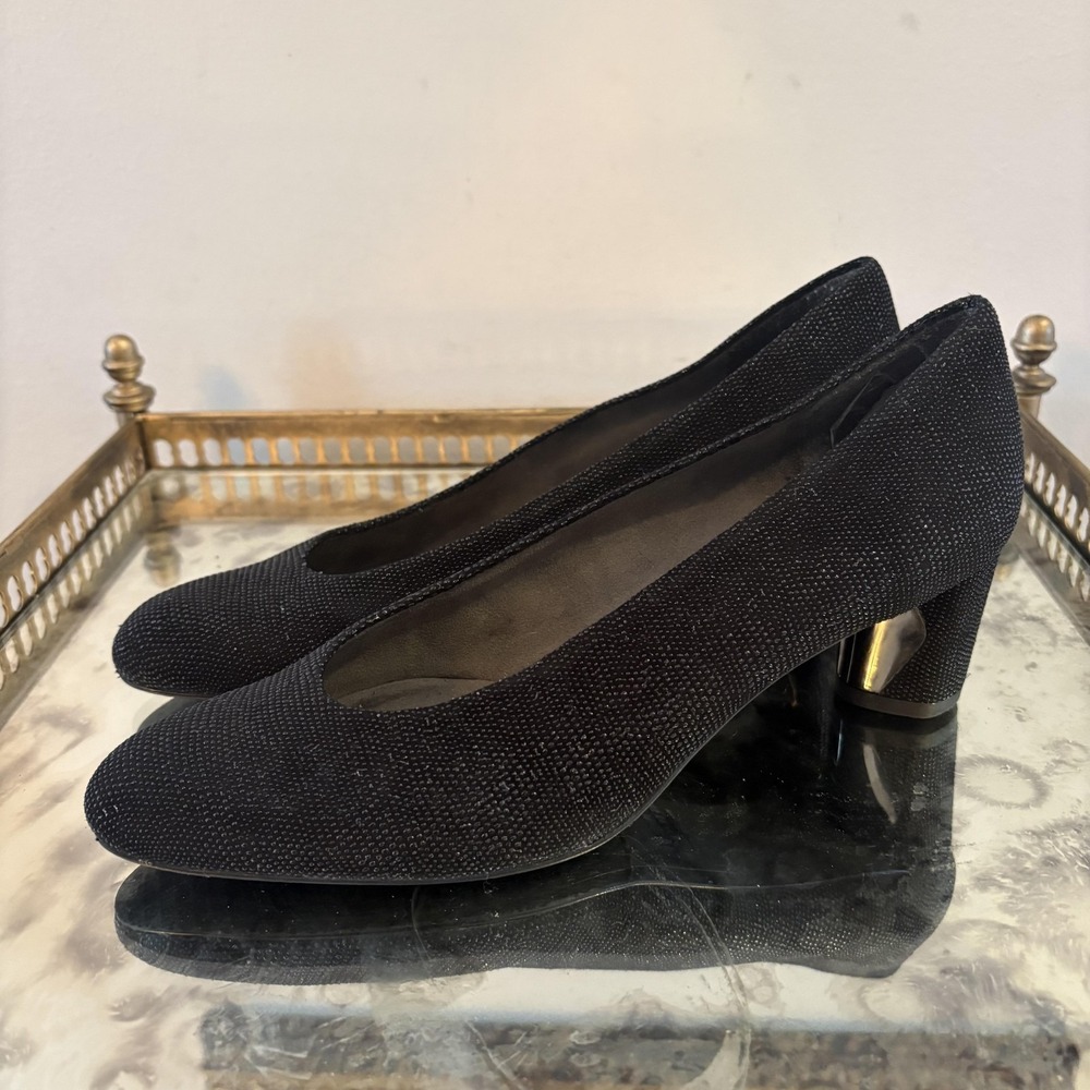 Stuart Weitzman Shoes Womens Size 6.5N Black Block Heel Pumps‎ Dress Classic